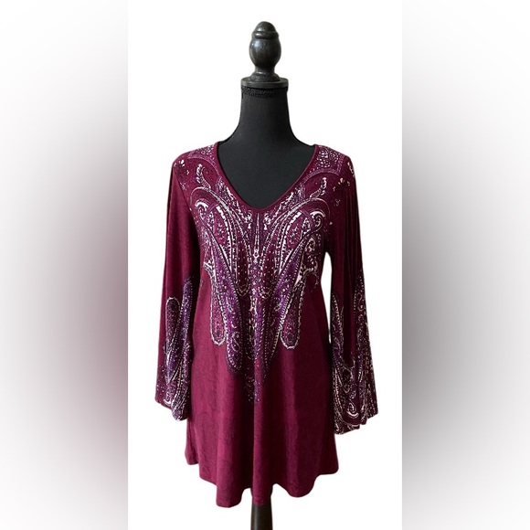Citiknits Tops - Effortless Style by Citiknits: Purple Boho Tunic Style Blouse